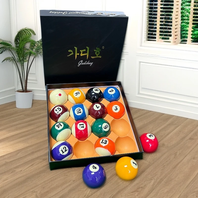 标准黑八台球子中式黑盒韩标TV树脂球水晶球桌球用品十六彩大号