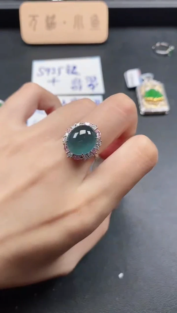 银S925镶嵌戒指翡翠51511