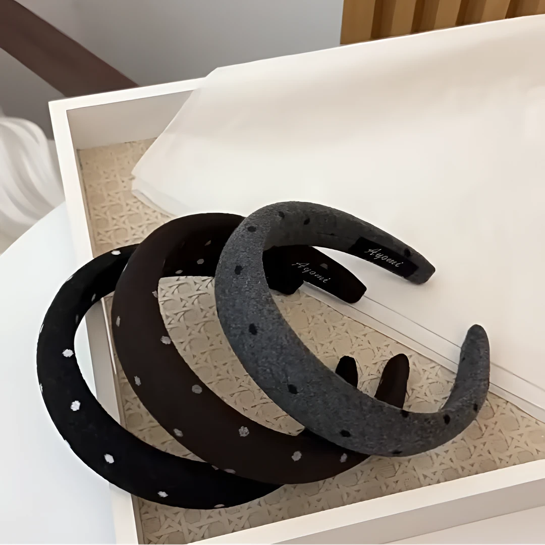 韩版简约复古波点针织发箍时尚气质高颅顶海绵头箍百搭外出压发