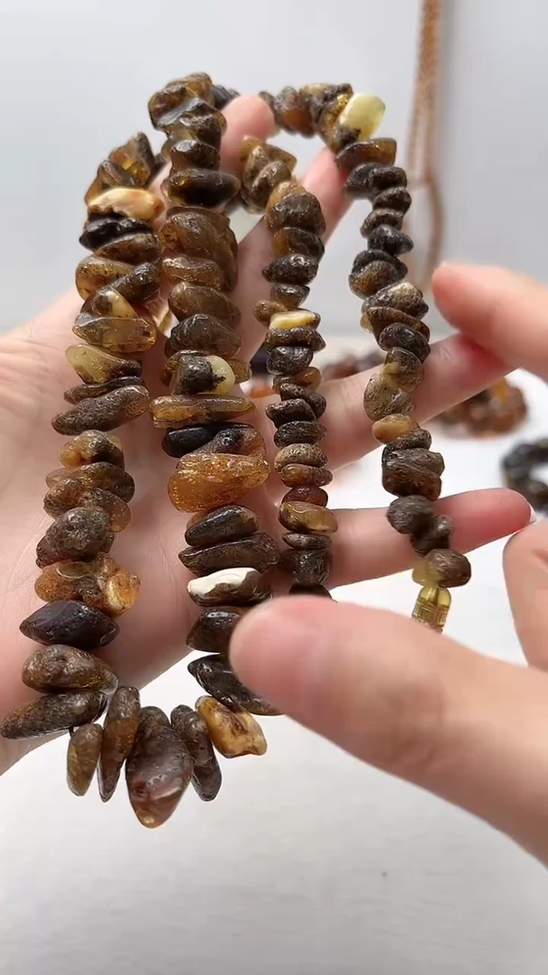 未镶嵌琥珀裸石药珀原石加长版项链多样性发其一