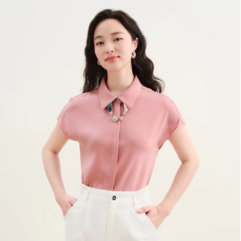 【KK专属】珂莱蒂尔缎面衬衫女士经典衬衣KE01074