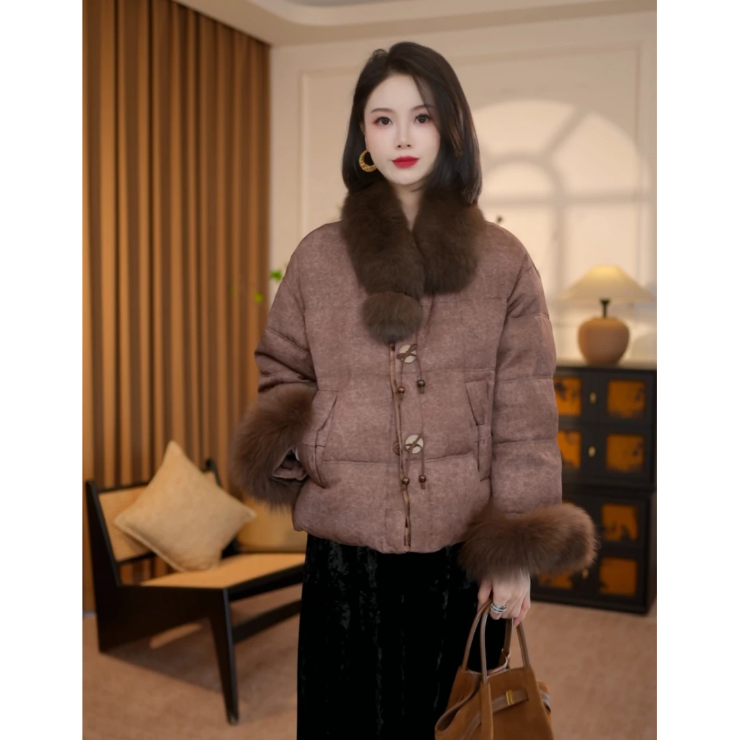 【昭昭】新中式高定保暖冬2025气质加厚鹅绒服百搭外套G9096
