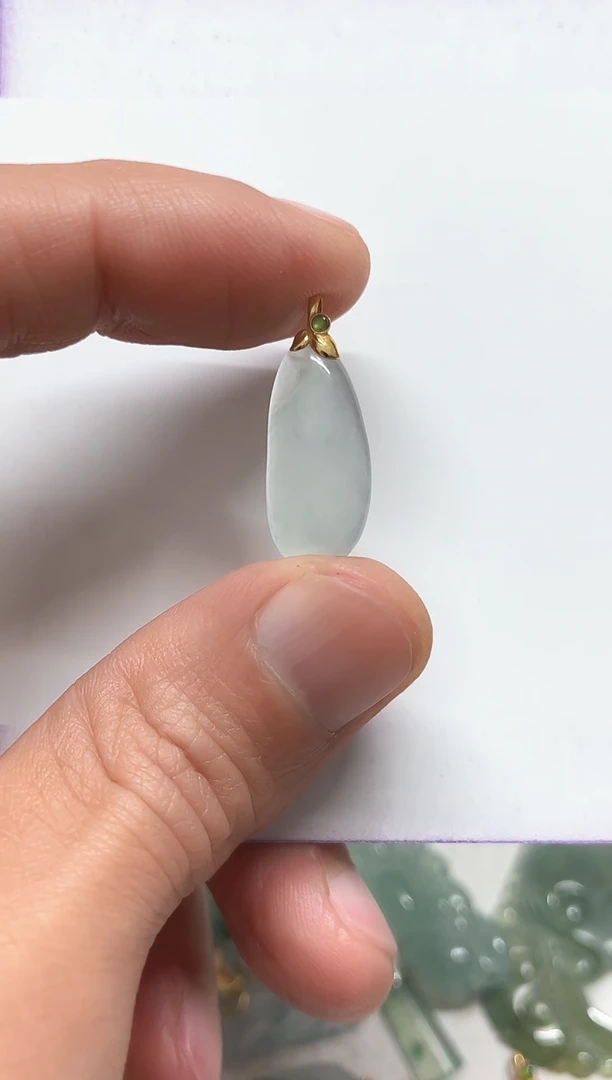 【闪购商品】翡翠颈饰18K金镶嵌天然缅甸A货翡翠吊坠