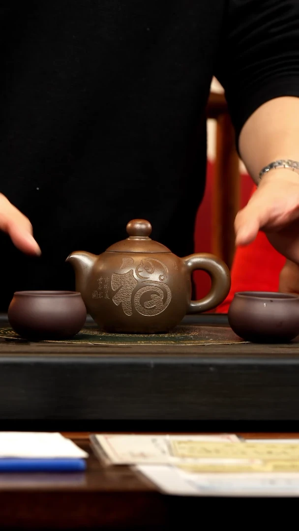 【闪购商品】紫砂茶壶ZCP 黑墩头柴烧 芙蓉珠 260cc