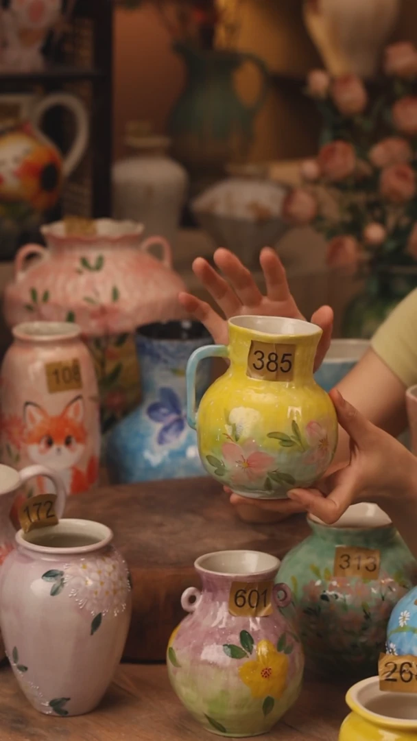 陶瓷385景德镇设计师手作花器摆件侘寂风