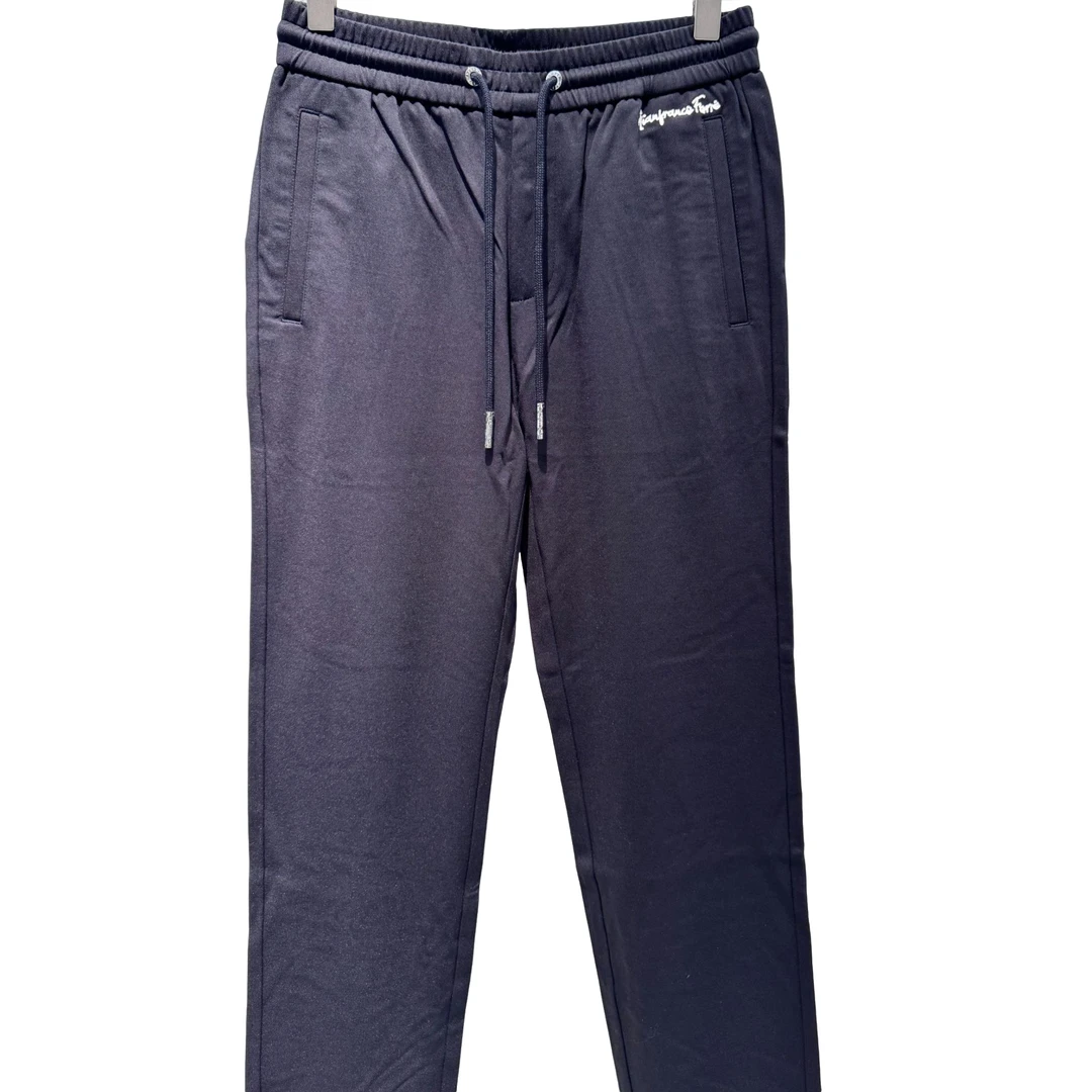 F 欧洲街2025春夏新款直筒亲肤刺绣款男士轻奢舒适休闲裤