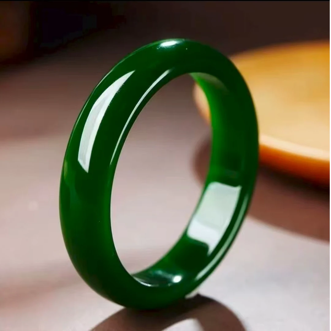 13-16菠菜绿手镯 天然时尚妈妈正圈口深绿加宽轮胎镯