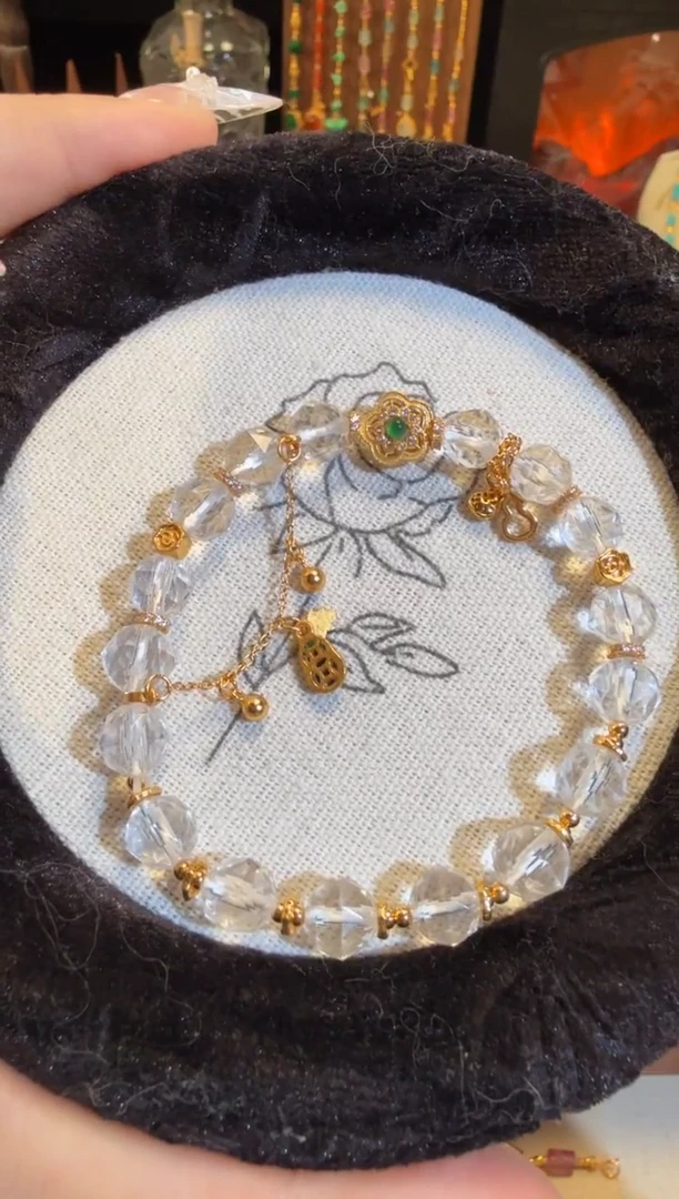 银S925镶嵌手链水晶棱切白水晶