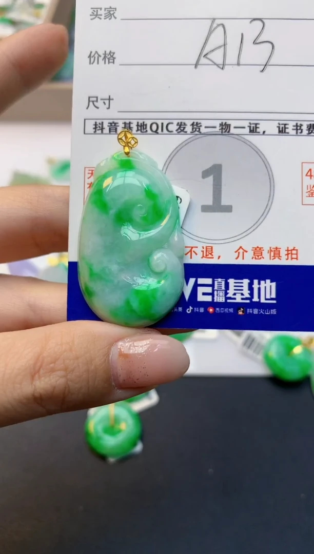 颈饰18K金镶嵌翡翠天然A货缅甸翡翠百元以上9元证书费自理