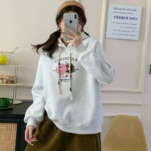 6016 春款连帽 甜甜圈 重工 刺绣  宽松减龄卫衣