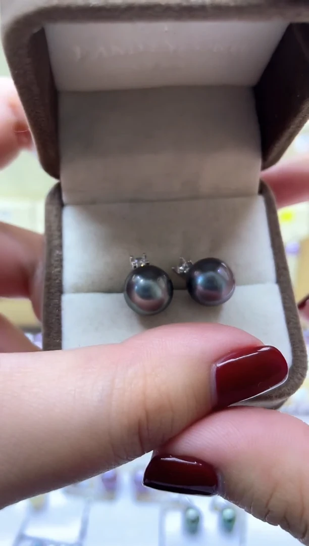 【闪购商品】海水珍珠耳饰银S925镶嵌大溪地耳钉