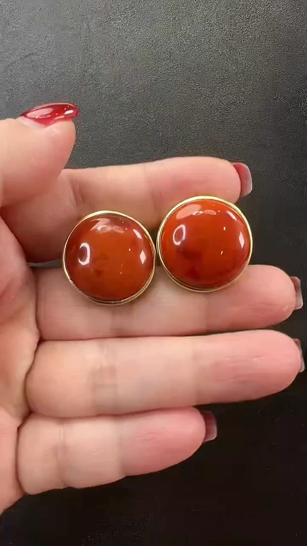 南红玛瑙未镶嵌耳饰耳环