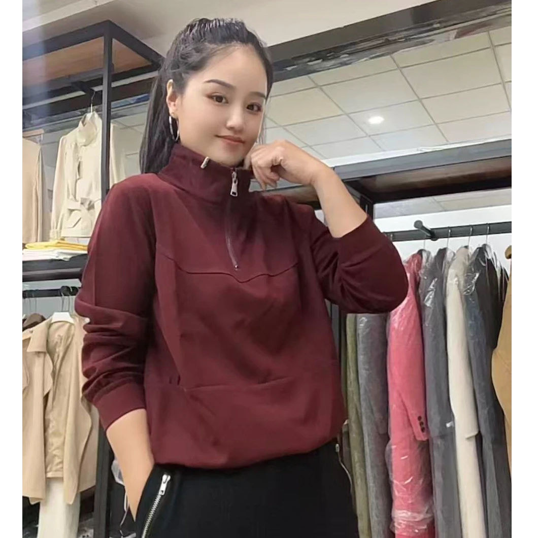 立领长袖卫衣女2025早秋新款轻奢高端小众设计感