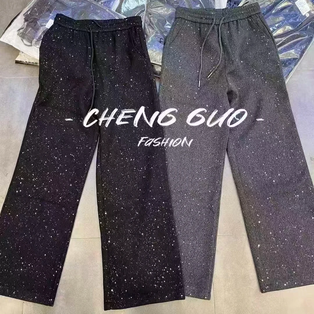 （碧荷家）2025新款胖妹加厚不加绒时尚百搭显瘦宽松满天星长裤3829