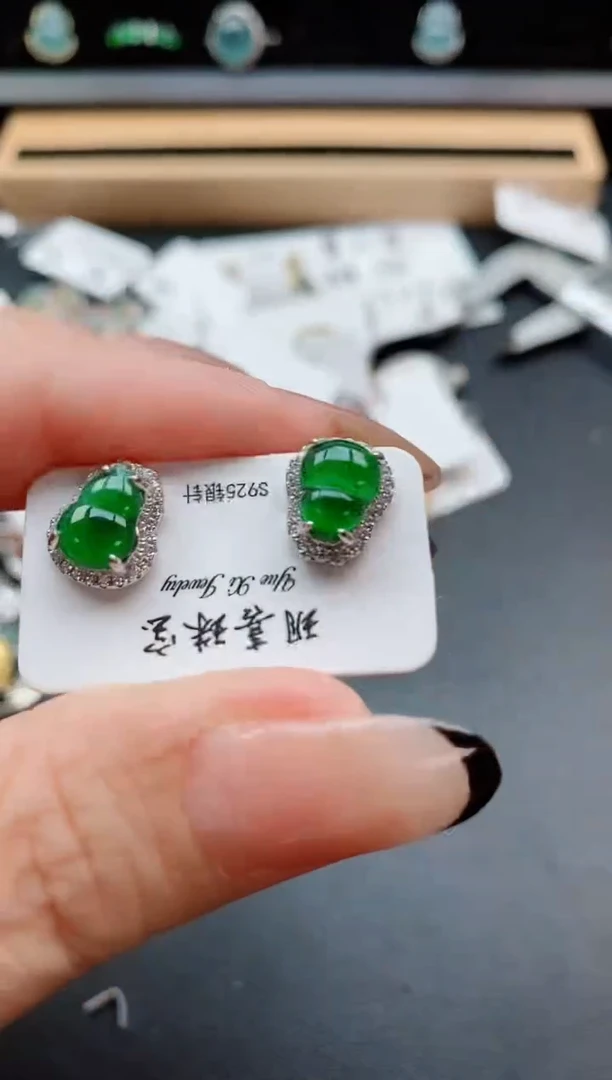 银S925镶嵌戒指翡翠1