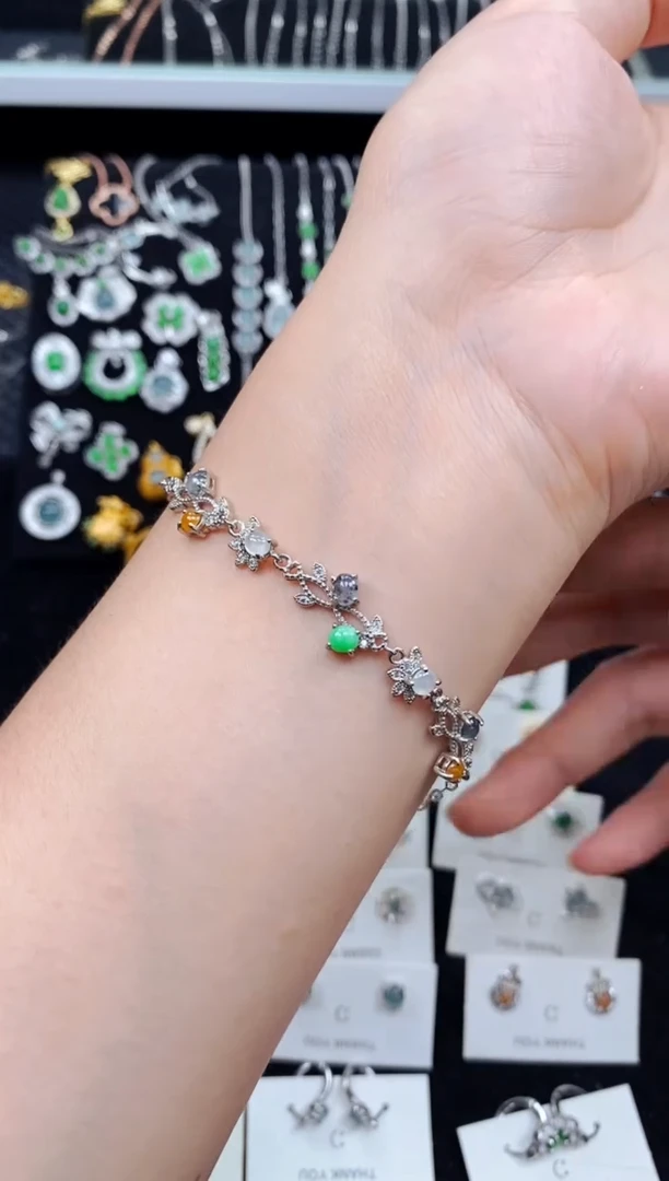 银S925镶嵌手链翡翠1962