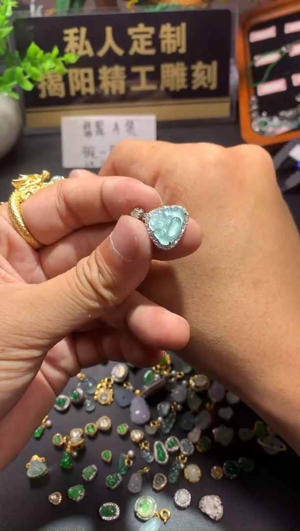 翡翠银S925镶嵌吊坠(不含链)1