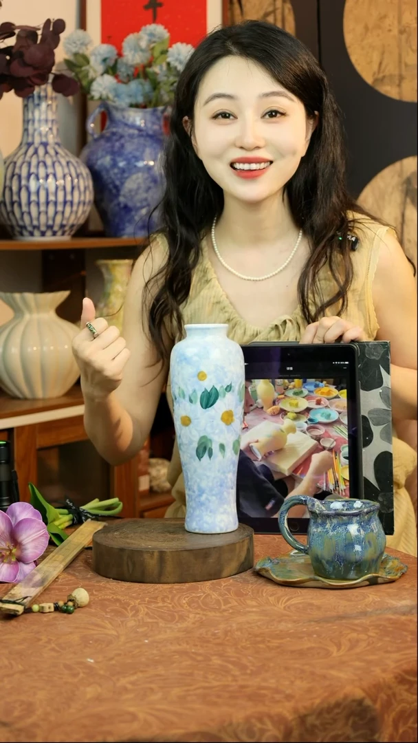 杯子景德镇手绘油画风花瓶1