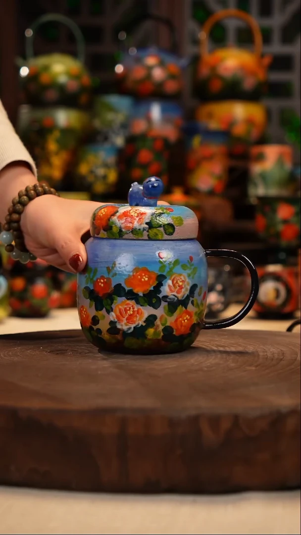 紫砂 油画釉下彩手绘