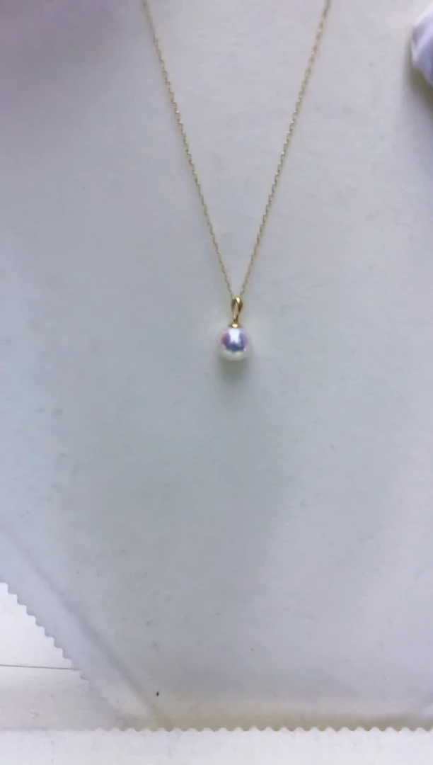 【闪购商品】海水珍珠饰品18K金镶嵌7-8瓜子扣吊坠