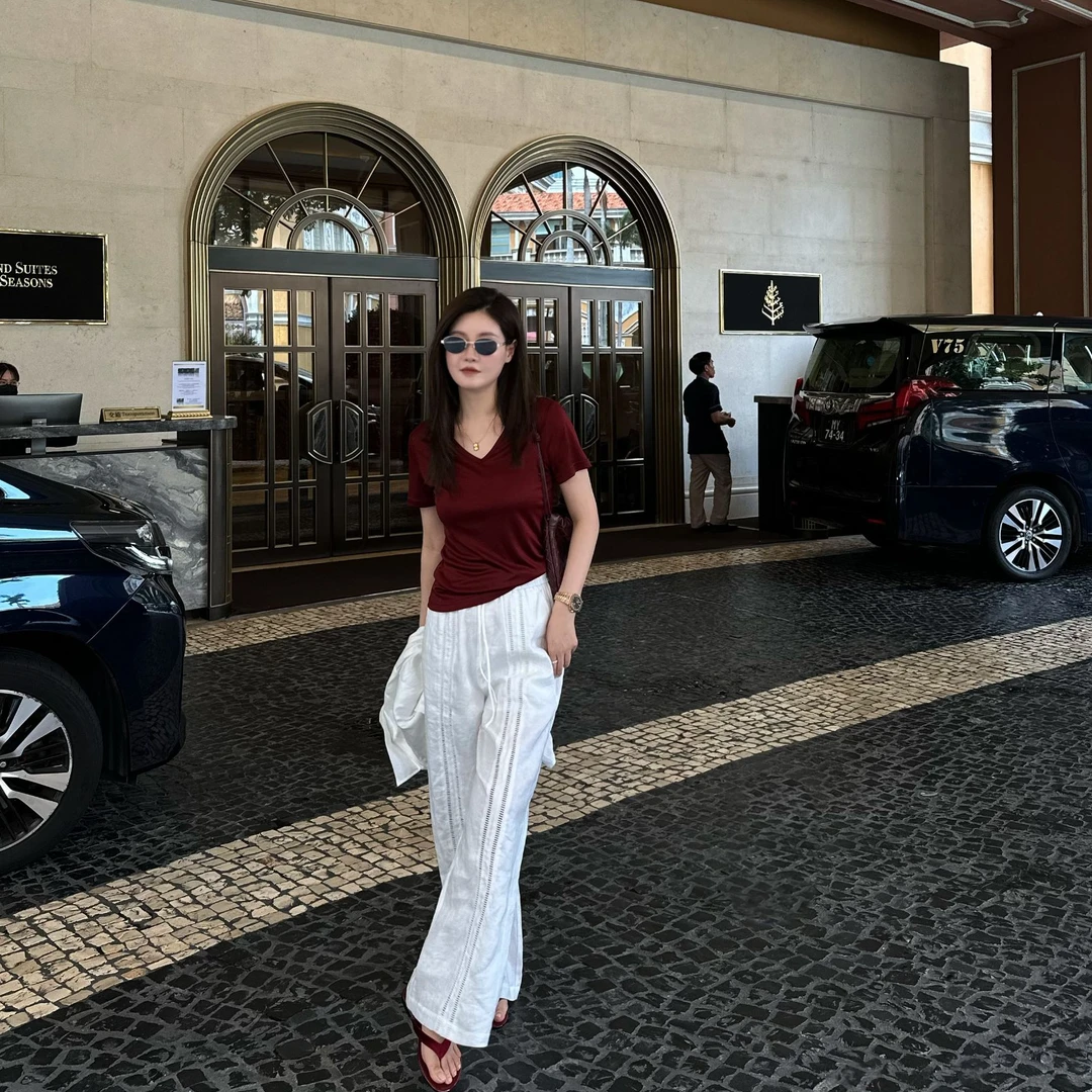 DANSO玉美华【藤蔓】阔腿长裤休闲裤高腰设计师夏季560013Y