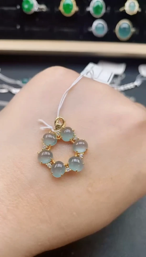 翡翠银S925镶嵌吊坠(赠链)21321