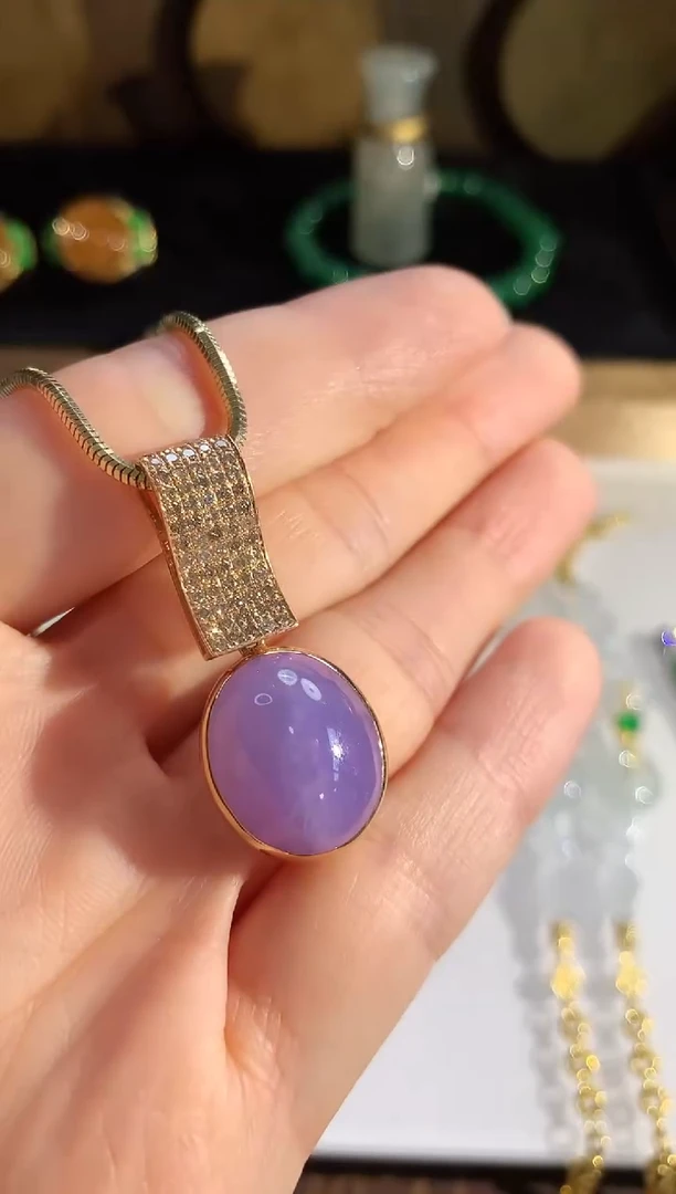 翡翠18K金镶嵌吊坠(不含链)吊坠