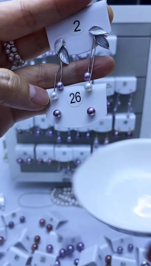 银S925镶嵌耳饰淡水珍珠2