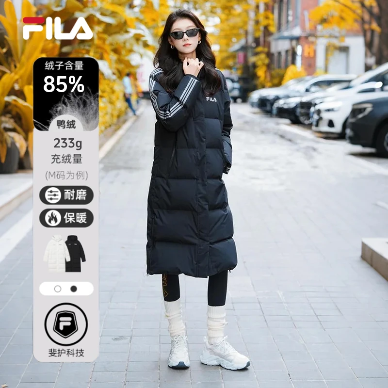 Fila斐乐羽绒服女士长款2025年冬季新款防寒保暖休闲户外运动外套