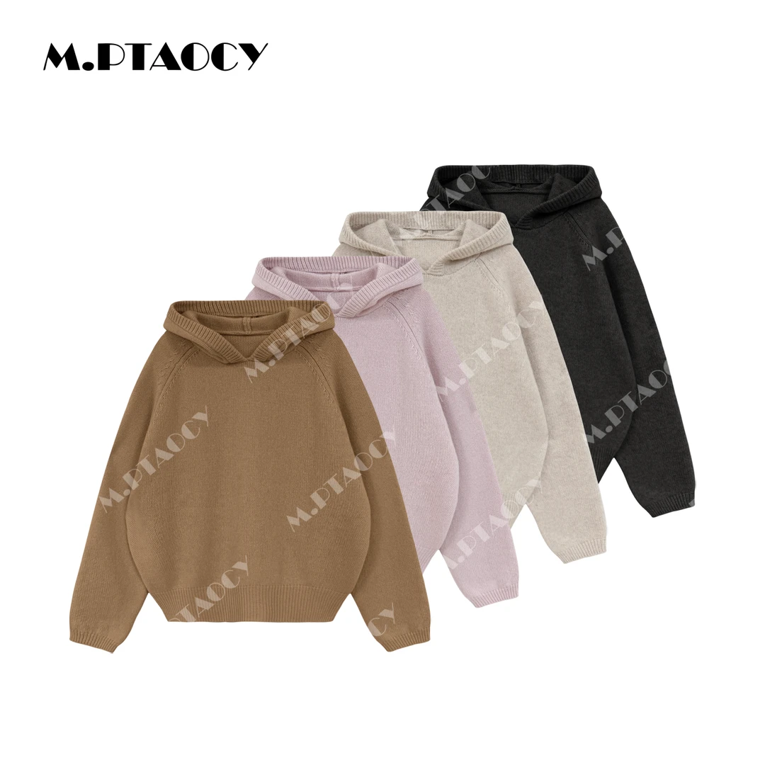 桃桃家-【慵懒限定】冬季加厚版100%羊毛 高品质纯色连帽毛衣女1114