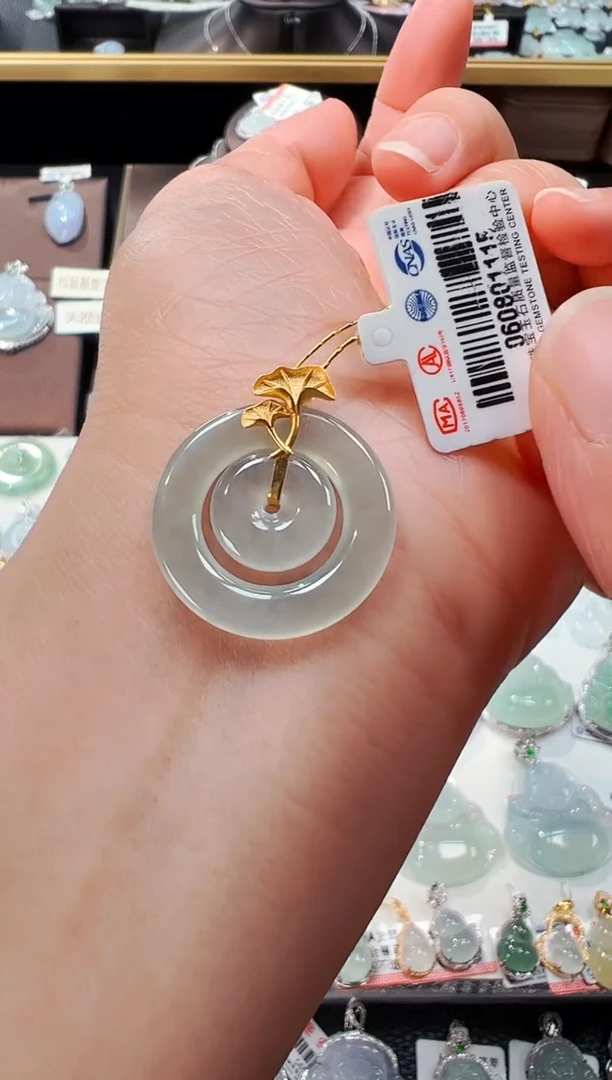 【闪购商品】翡翠吊坠(不含链)18K金镶嵌甜甜圈吊坠1115