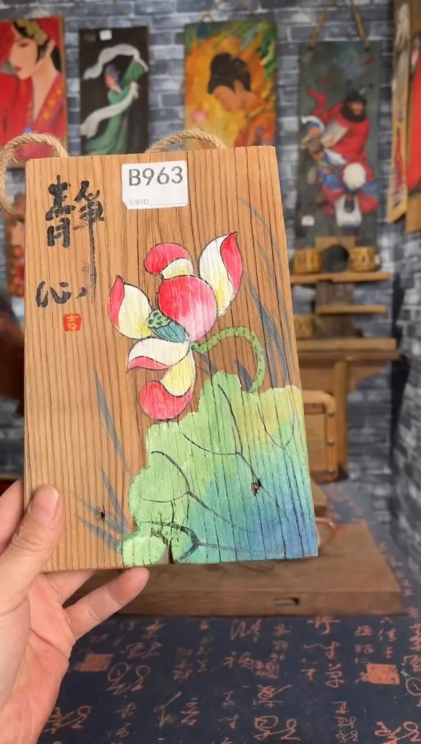 风化老门板丙烯画