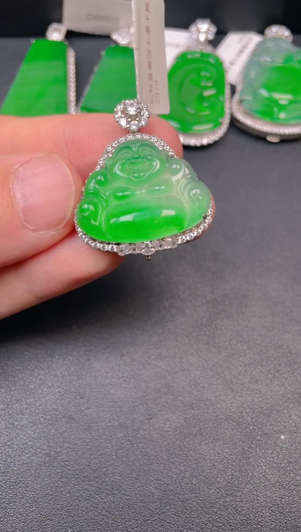 银S925镶嵌挂件翡翠吊坠