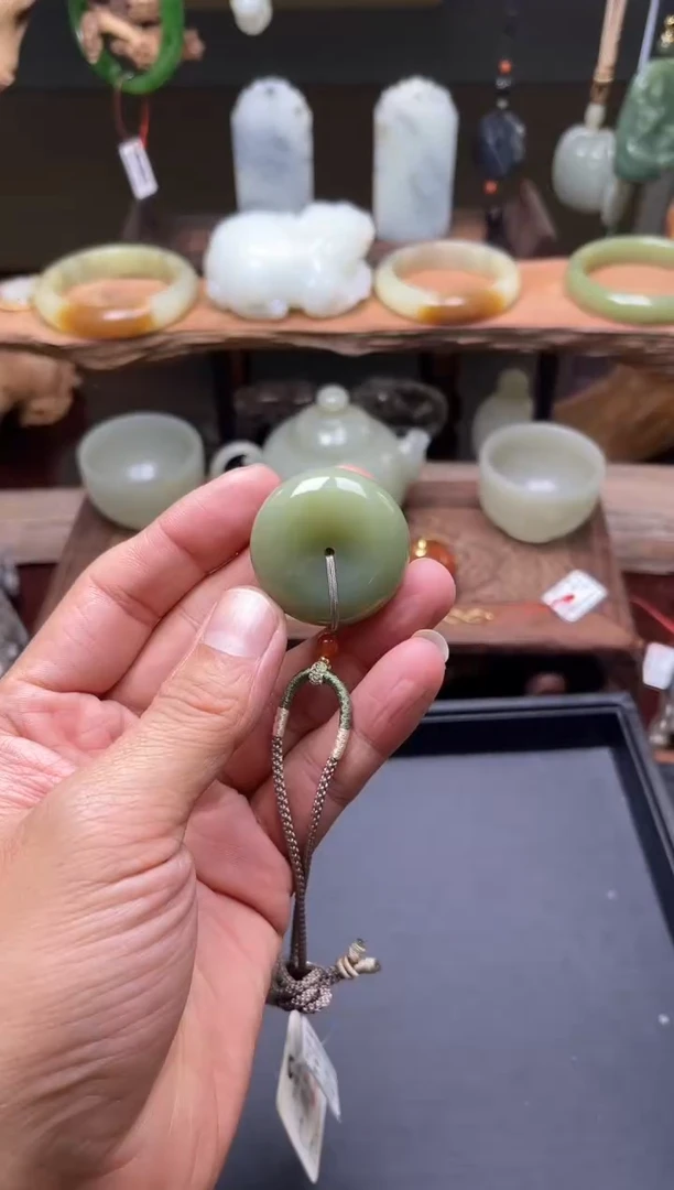 【闪购商品】和田玉吊坠未镶嵌若羌青黄口 34+平安扣C- 多样性发一