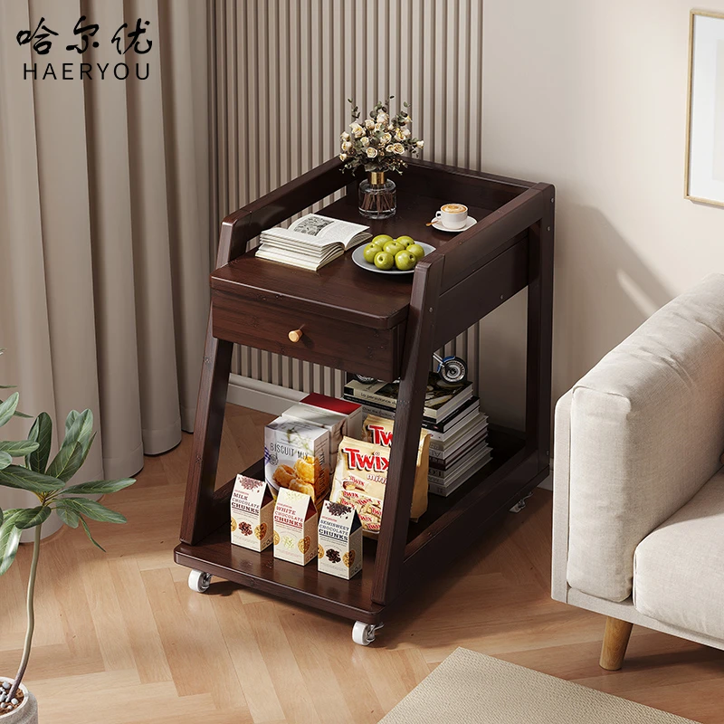 新中式简约创意带轮可移动角几客厅沙发边几家用茶几小桌子床边柜