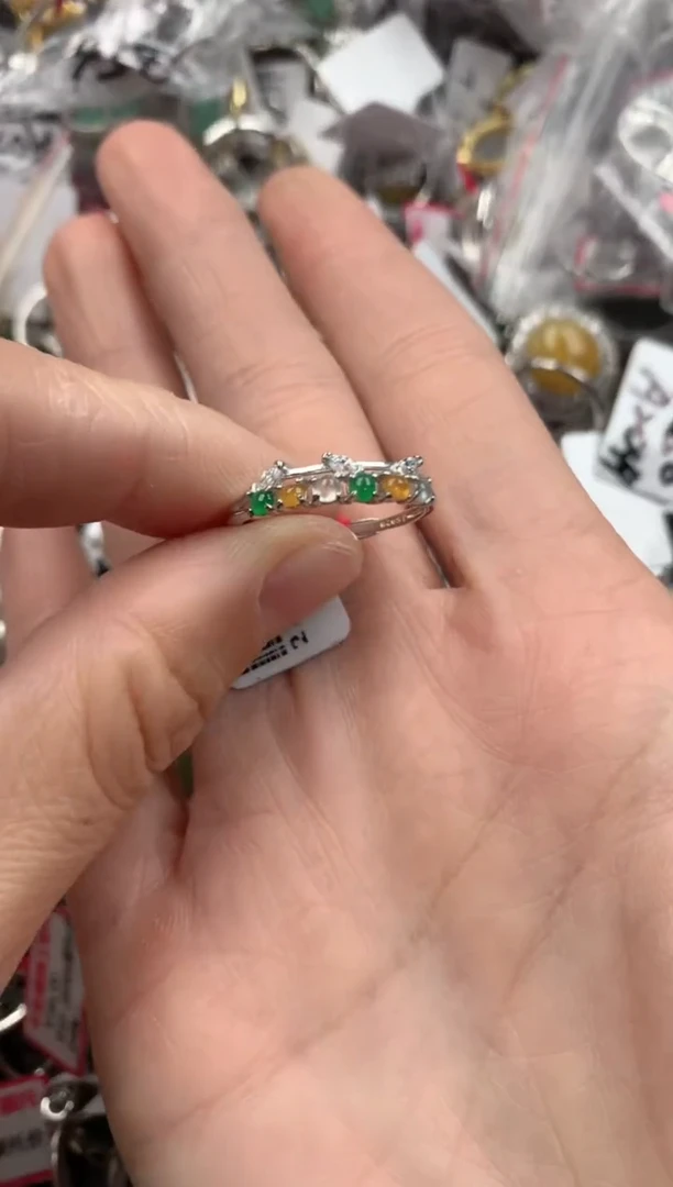 银S925镶嵌戒指翡翠2222----8