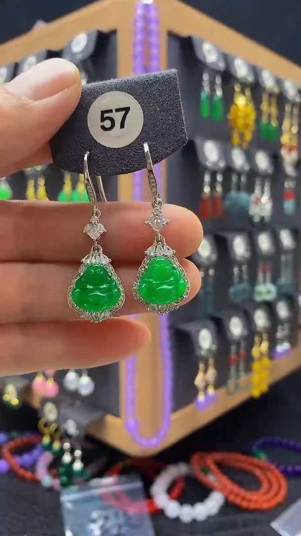 【闪购商品】玛瑙/玉髓耳环银S925镶嵌耳饰057