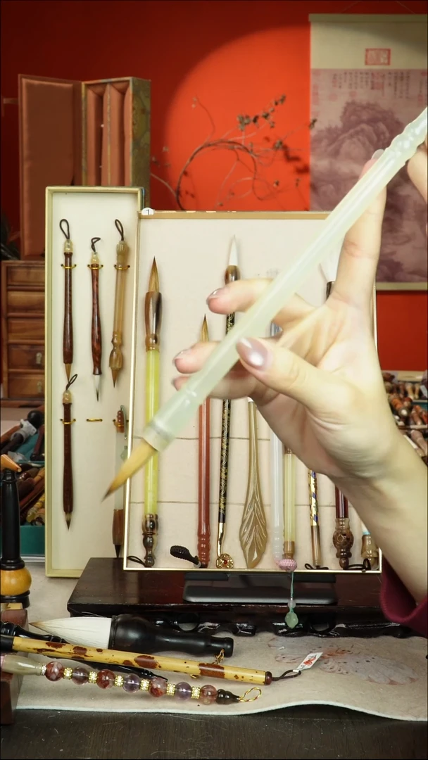 125号闪孤品高货毛笔链接 清水试笔 蘸墨不退