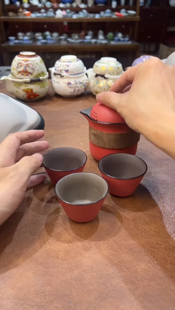 真的很便宜超好看会开片的旅行茶具