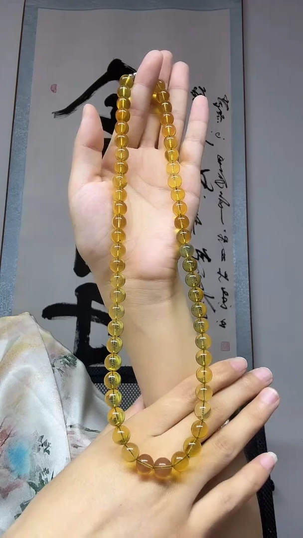 琥珀项链未镶嵌金蓝珀卡9