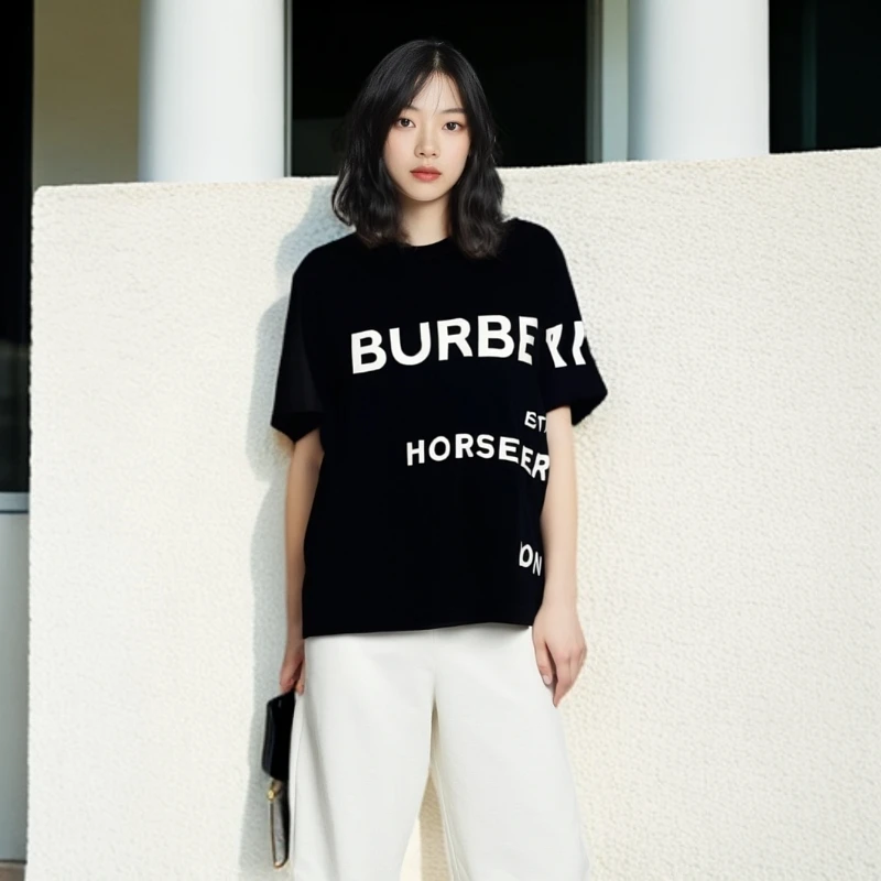 99新 BURBERRY/博柏利 /T恤/英文印花短袖T恤/休闲/S码/0001735
