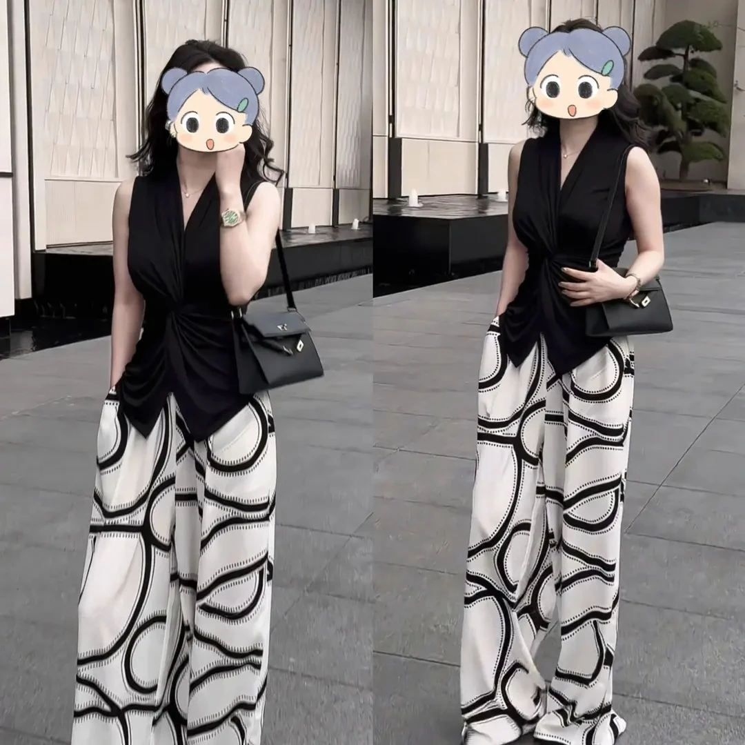2025夏季新款时尚显瘦气质女士网红洋气两件套百搭款