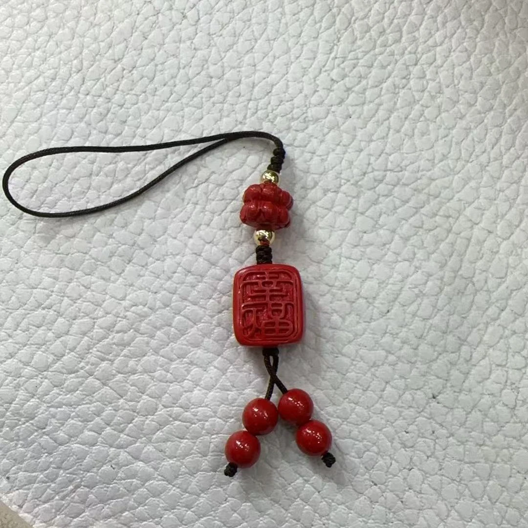 天然辰砂朱砂手机挂--90268