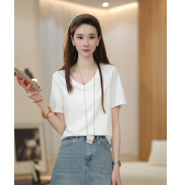 【新款上新】马克华菲2025简约夏季时髦蕾丝百搭T恤短袖F52001A503