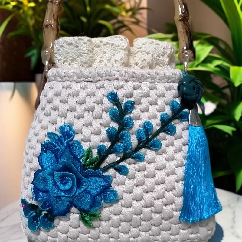 纯手工钩织中式国风精致手拎成品22/17