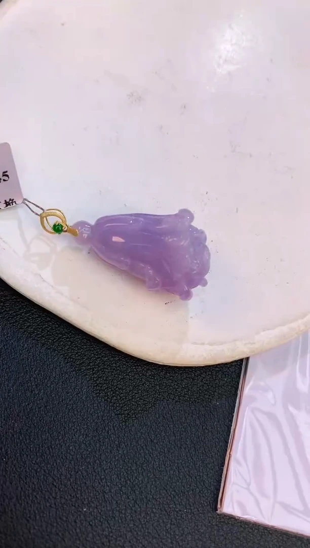 翡翠18K金镶嵌颈饰赠礼盒证书 麦麦