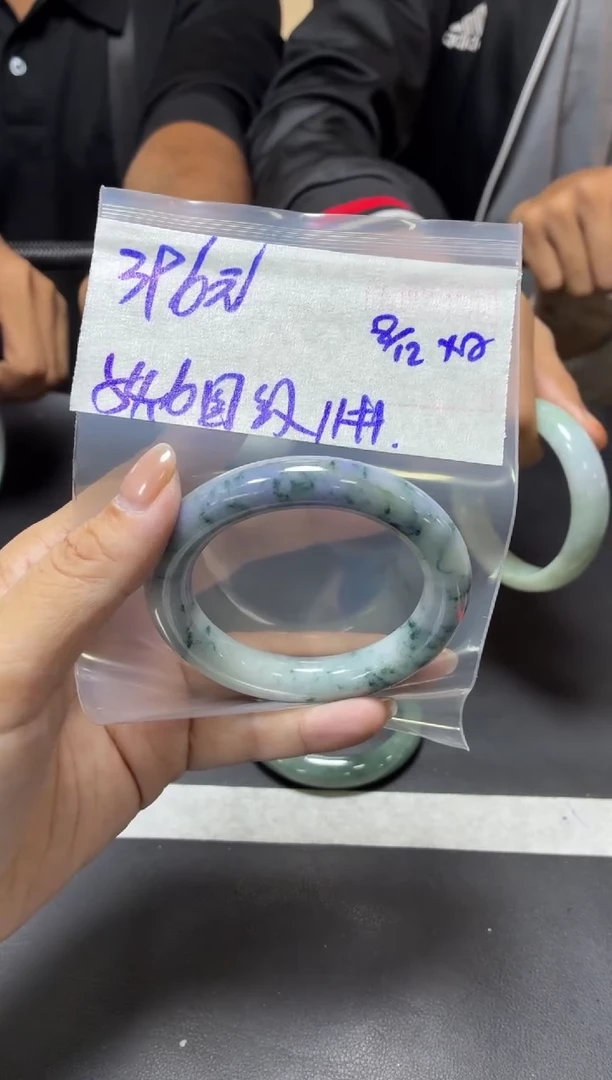 未镶嵌定制翡翠全67手镯54.6圆纹#396元 毛货需抛光