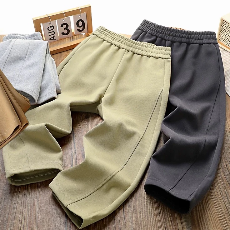 男童运动裤春秋新款儿童针织镰刀裤中大童宽松洋气直筒休闲裤4982