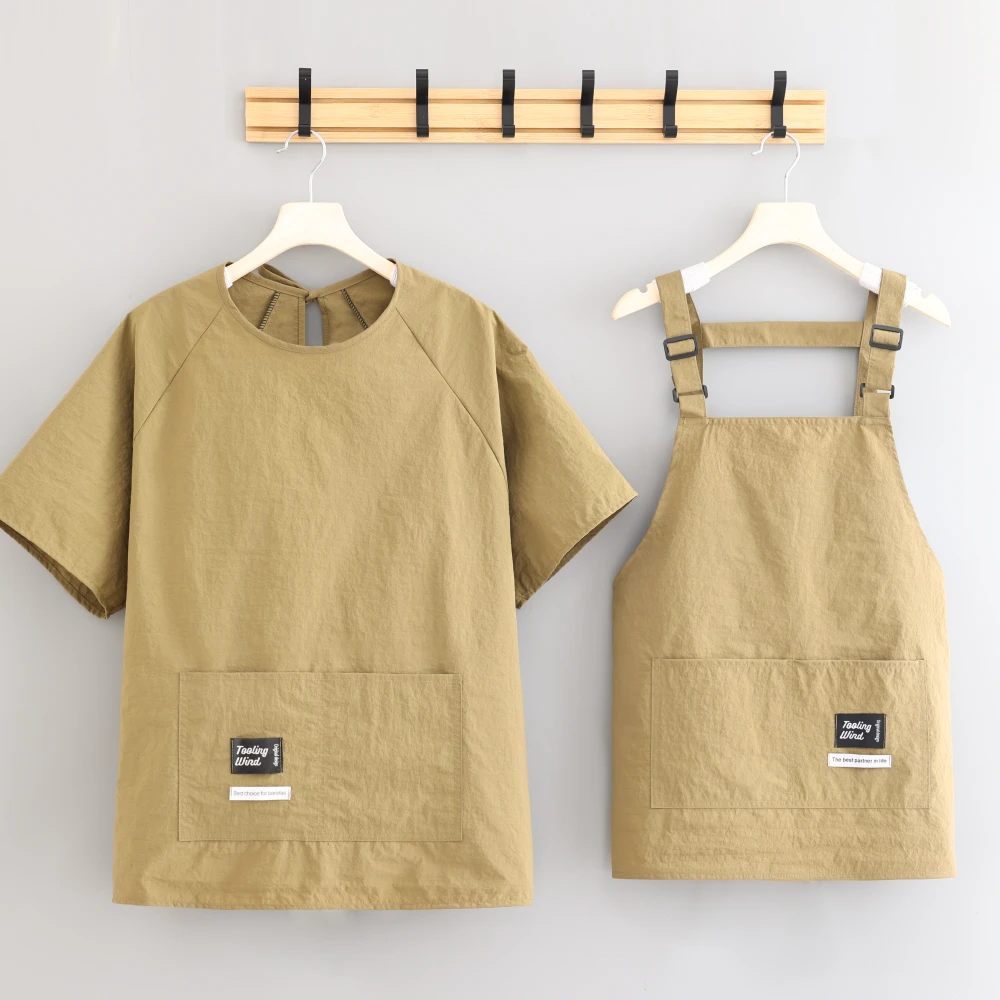 简约围腰舒适防泼水围裙耐污家用厨房做饭罩衣可定制logo工作服女