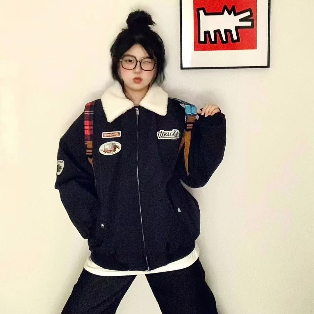 棉服女款2025新款美式棒球服夹克棉衣超好看夹棉外套冬季加厚棉袄